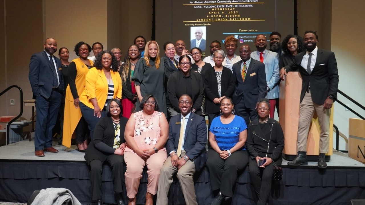 Black Faculty and Staff Group on Stage