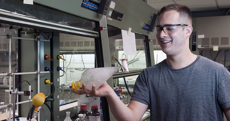 Former award-winner, Richard McLane enjoying chemistry research in the lab.