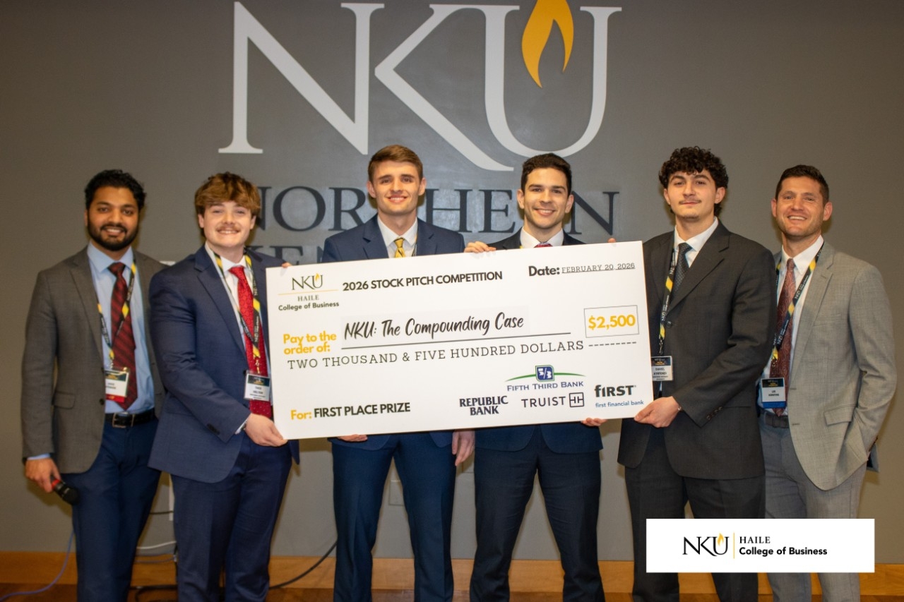 1st Place: NKU Haile College "The Compounding Case" (Philip Bierley, Theo Helton, Daniel Kyntchev, and David Pope). They pitched Netflix, Inc. (NFLX)