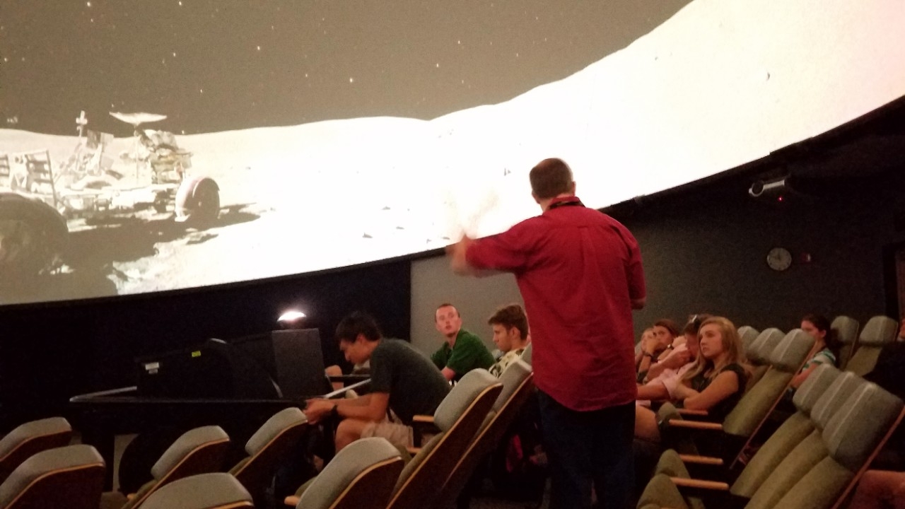 An interior view of Haile Planetarium