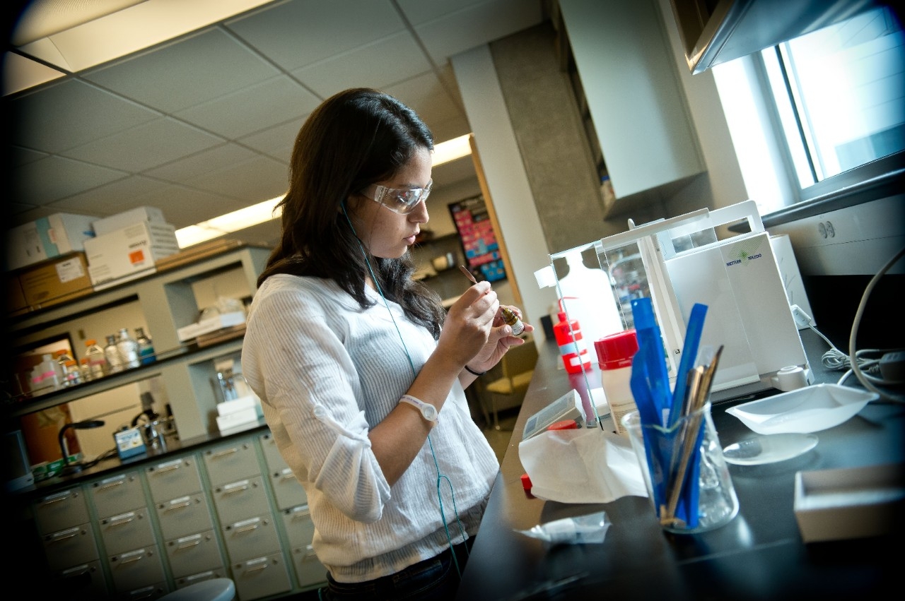 student working in lab